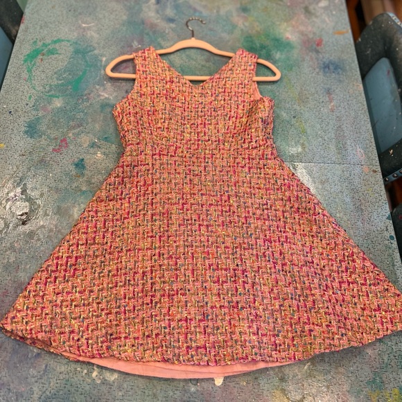 Pink Metallic Tweed Dress - Picture 7 of 10
